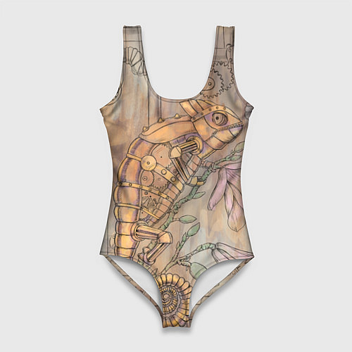 Женский купальник-боди Стимпанк механический киберхамелеон / 3D-принт – фото 1