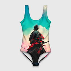 Купальник-боди 3D женский Самурай и сакура, цвет: 3D-принт