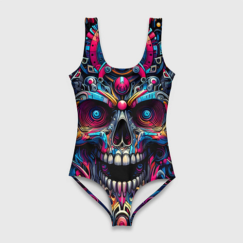 Женский купальник-боди Colorful cyber skull - pattern / 3D-принт – фото 1