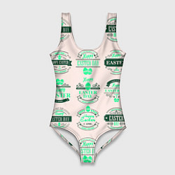 Купальник-боди 3D женский Easter turquoise, цвет: 3D-принт