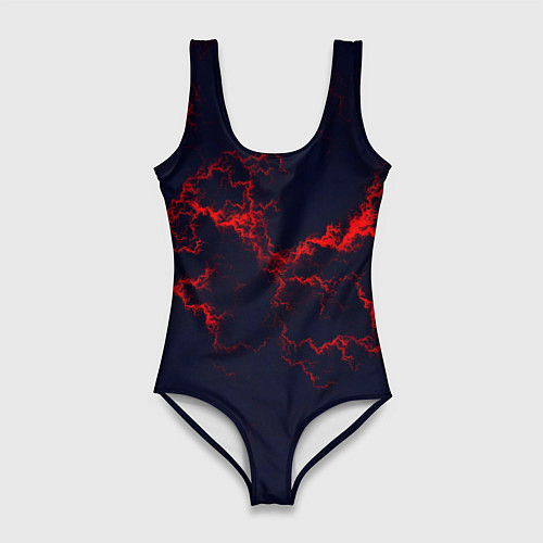Женский купальник-боди Lightning red glow / 3D-принт – фото 1