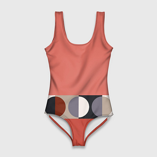 Женский купальник-боди Луна Малевича розовый томат / 3D-принт – фото 1