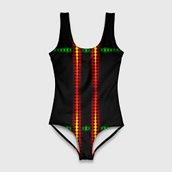 Женский купальник-боди Neon black green circles