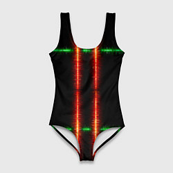 Женский купальник-боди Color black green red lines