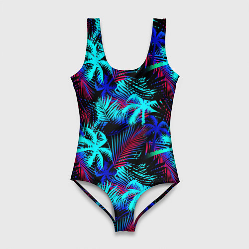 Женский купальник-боди Palm blue light blue / 3D-принт – фото 1