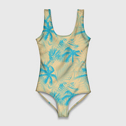 Женский купальник-боди Palm light blue beige