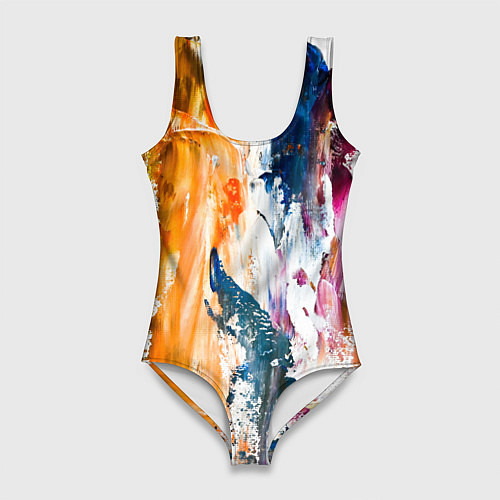 Женский купальник-боди Разноцветные мазки кисти на палитре художника / 3D-принт – фото 1