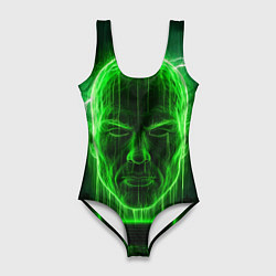 Женский купальник-боди Неоновая голова