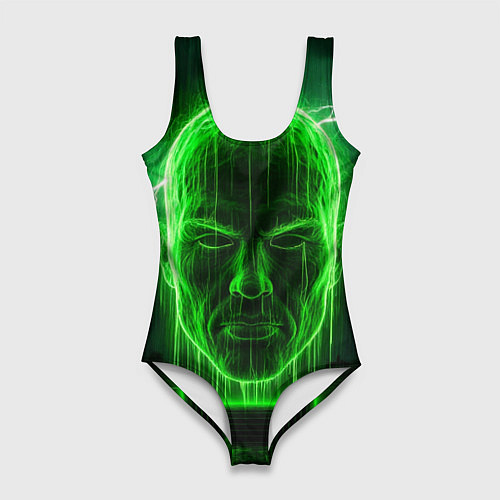 Женский купальник-боди Неоновая голова / 3D-принт – фото 1