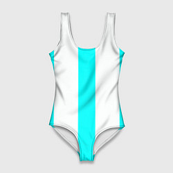 Женский купальник-боди Color light blue white lines