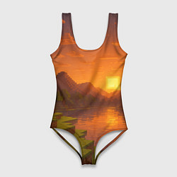 Женский купальник-боди Закат - Minecraft