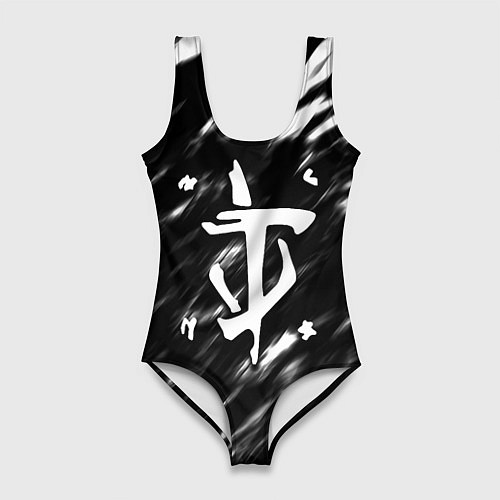 Женский купальник-боди Doom штрихи красок / 3D-принт – фото 1