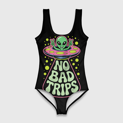 Женский купальник-боди Пришелец в летающей тарелке НЛО / 3D-принт – фото 1