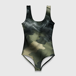 Купальник-боди 3D женский Камуфляжная ткань с дымом, цвет: 3D-принт