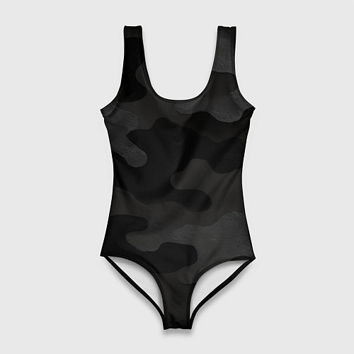 Женский купальник-боди Черно-серая текстура камуфляжа / 3D-принт – фото 1