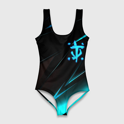 Женский купальник-боди Doom neon stripes / 3D-принт – фото 1