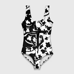 Купальник-боди 3D женский Doom x Marshmello pattern, цвет: 3D-принт