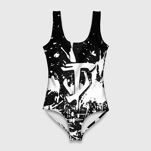 Женский купальник-боди Doom белые краски / 3D-принт – фото 1