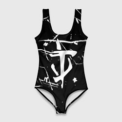 Купальник-боди 3D женский Doom logo штрихи, цвет: 3D-принт
