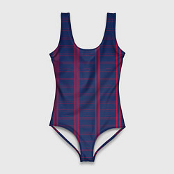 Купальник-боди 3D женский Color blue cage pink stripes, цвет: 3D-принт