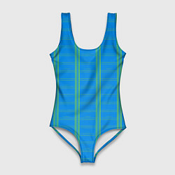 Купальник-боди 3D женский Color light blue cage, цвет: 3D-принт