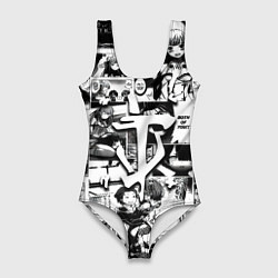 Купальник-боди 3D женский Doom anime black, цвет: 3D-принт