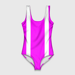 Женский купальник-боди Color white pink stripes