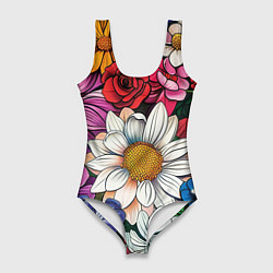 Женский купальник-боди Крупные цветы