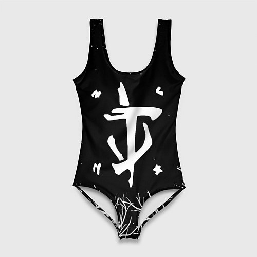 Женский купальник-боди Doom белые деревья / 3D-принт – фото 1