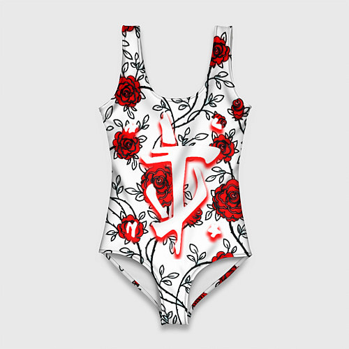 Женский купальник-боди Doom розы / 3D-принт – фото 1