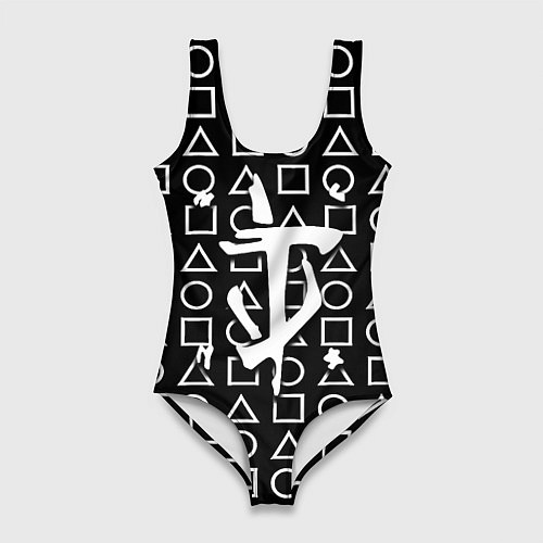 Женский купальник-боди Doom geometry pattern / 3D-принт – фото 1