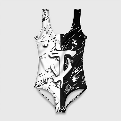 Женский купальник-боди Doom автографы / 3D-принт – фото 1