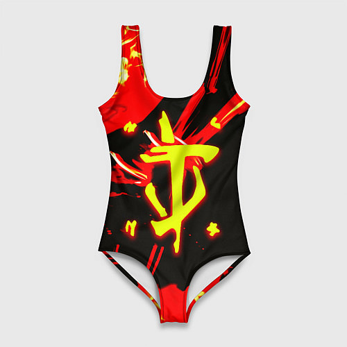 Женский купальник-боди Doom огненный / 3D-принт – фото 1