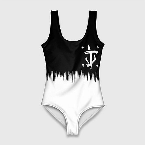 Женский купальник-боди Doom краски черно белый / 3D-принт – фото 1
