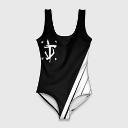 Купальник-боди 3D женский Doom white geometry, цвет: 3D-принт