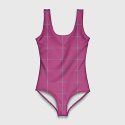 Купальник-боди 3D женский Color pink stripes, цвет: 3D-принт