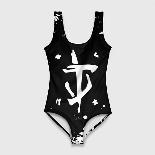 Женский купальник-боди Doom белый всплеск красок / 3D-принт – фото 1