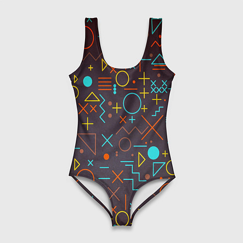 Женский купальник-боди Different shapes of geometry / 3D-принт – фото 1
