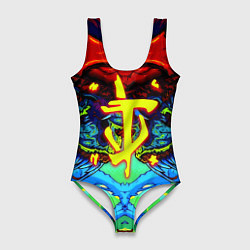 Купальник-боди 3D женский Doom hyper monster, цвет: 3D-принт