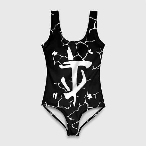 Женский купальник-боди Doom трещины текстура / 3D-принт – фото 1