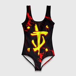 Купальник-боди 3D женский Doom огненные искры, цвет: 3D-принт