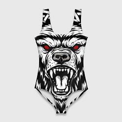 Купальник-боди 3D женский Яростный медведь, цвет: 3D-принт