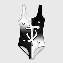Купальник-боди 3D женский Doom black geometry, цвет: 3D-принт