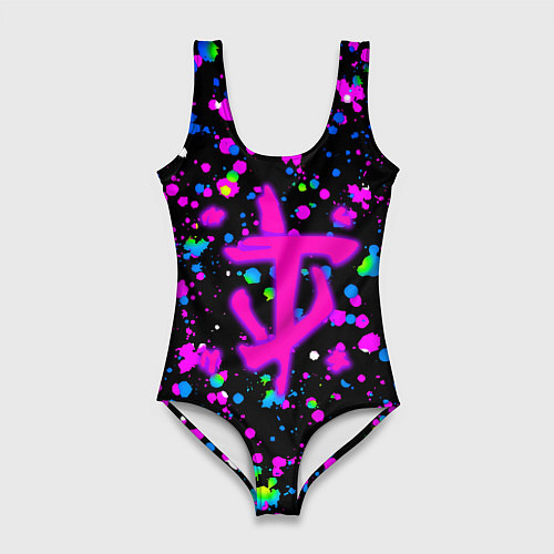 Женский купальник-боди Doom цветные краски / 3D-принт – фото 1
