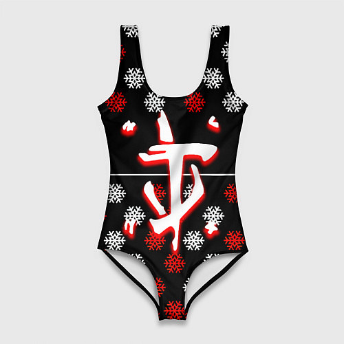 Женский купальник-боди Doom winter pattern steel / 3D-принт – фото 1