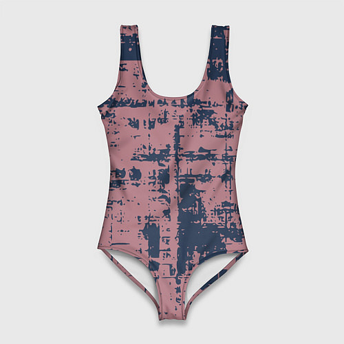 Женский купальник-боди Текстура с потертостями сине-розовая / 3D-принт – фото 1