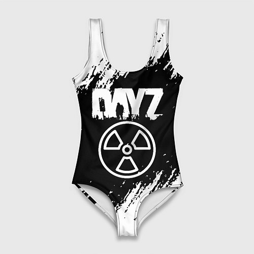 Женский купальник-боди Dayz белые краски лого / 3D-принт – фото 1