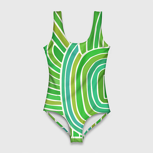Женский купальник-боди Абстрактный узор зеленый / 3D-принт – фото 1