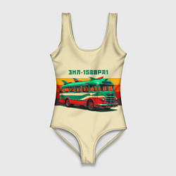 Женский купальник-боди Ретро автобус ЗИЛ поп-арт