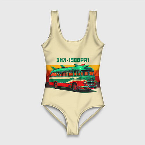 Женский купальник-боди Ретро автобус ЗИЛ поп-арт / 3D-принт – фото 1
